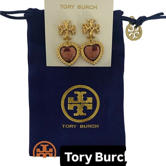 TORY BURCH ROXANNE RED /GOLD 18k GOLD PLATED EARRINGS NWT - Picture 1 of 7